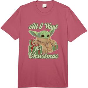 imageStar Wars The Mandalorian Christmas I Want Retro Grogu Comfort Colors Adult Heavyweight TshirtRaspberry Red