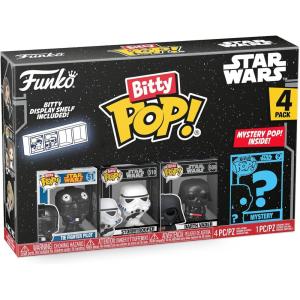 imageFunko Bitty POP Star Wars  Darth Vader 4Pack  Darth Vader TIE Fighter Pilot Stormtrooper and A Surprise Mystery Mini Figure  09 Inch 22 Cm Collectable  Stackable Display Shelf Included