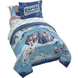 imageJay Franco Star Wars Empire Strikes Back 4 Piece Full Bed Set  Includes Reversible Comforter ampamp Sheet Set  Super Soft Fade Resistant MicrofiberBlue  Star Wars