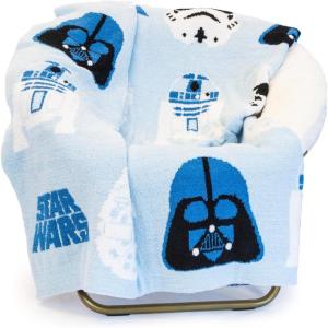 imageJay Franco Star Wars Feather Knit Fluffy Throw Blanket  Darth Vader and R2D2 Fuzzy Blanket Measures 50 x 60 inch  Super Soft Lightweight BeddingBlue  Star Wars