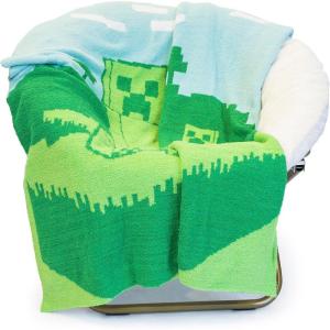 imageJay Franco Star Wars Feather Knit Fluffy Throw Blanket  Darth Vader and R2D2 Fuzzy Blanket Measures 50 x 60 inch  Super Soft Lightweight BeddingGreen  Minecraft