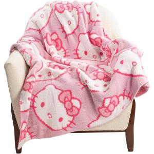 imageJay Franco Star Wars Feather Knit Fluffy Throw Blanket  Darth Vader and R2D2 Fuzzy Blanket Measures 50 x 60 inch  Super Soft Lightweight BeddingPink  Hello Kitty 02