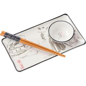 imageSilver Buffalo Star Wars Boxed Ceramic Sushi Set Featuring Darth Vader Death Star ATAT and Stormtroopers 3 Piece SetStar Wars Japanese Art