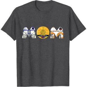 imageStar Wars Droids R2D2 C3PO BB8 Mom Mothers Day Birthday TShirtDark Heather Grey