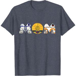 imageStar Wars Droids R2D2 C3PO BB8 Mom Mothers Day Birthday TShirtHeather Blue