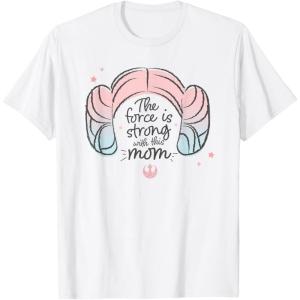 imageStar Wars Mothers Day Force Is Strong With This Mom Leia TShirtWhite