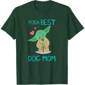 imageStar Wars Yoda Best Dog Mom Yoda Chibi Portrait Family TShirtDark Green