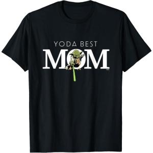 imageStar Wars Yoda Best Mom Lightsaber Mothers Day Gift TShirtBlack
