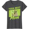 imageStar Wars Mothers Day Yoda Best Mom Yoda Cartoon Portrait TShirtDark Heather Grey