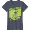 imageStar Wars Mothers Day Yoda Best Mom Yoda Cartoon Portrait TShirtHeather Blue