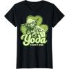 imageStar Wars St Patricks Day Yoda Lucky One Clover Smile TShirtBlack