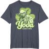 imageStar Wars St Patricks Day Yoda Lucky One Clover Smile TShirtHeather Blue
