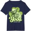 imageStar Wars St Patricks Day Yoda Lucky One Clover Smile TShirtNavy Blue