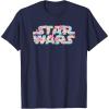 imageStar Wars Easter Floral Pink ampamp Orange Blooming Logo TShirtNavy Blue