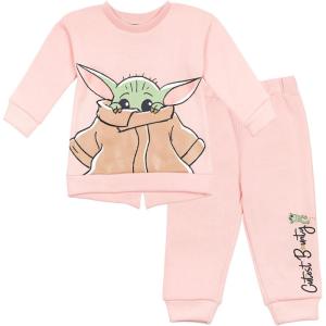 imageSTAR WARS Mandalorian The Child Girls Fleece Pullover Sweatshirt and Pants SetPink