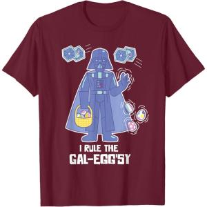 imageStar Wars Darth Vader I Rule the GalEggsy Funny Easter TShirtBurgundy
