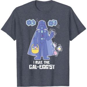 imageStar Wars Darth Vader I Rule the GalEggsy Funny Easter TShirtHeather Blue