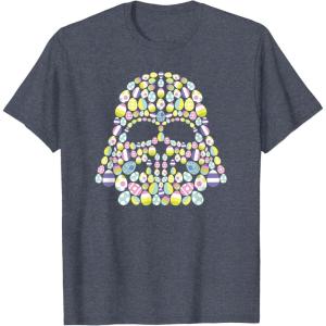 imageStar Wars Easter Egg Fill Darth Vader Mask and Helmet TShirtHeather Blue