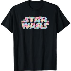 imageStar Wars Easter Floral Pink ampamp Orange Blooming Logo TShirtBlack