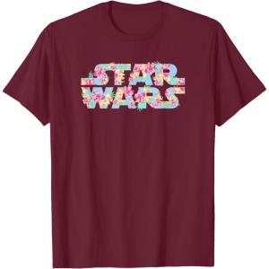 imageStar Wars Easter Floral Pink ampamp Orange Blooming Logo TShirtBurgundy
