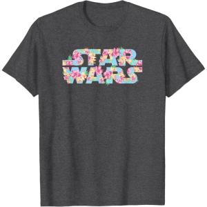 imageStar Wars Easter Floral Pink ampamp Orange Blooming Logo TShirtDark Heather Grey