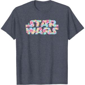 imageStar Wars Easter Floral Pink ampamp Orange Blooming Logo TShirtHeather Blue