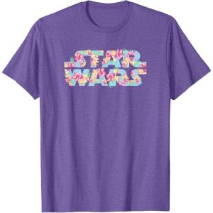 imageStar Wars Easter Floral Pink ampamp Orange Blooming Logo TShirtPurple Heather
