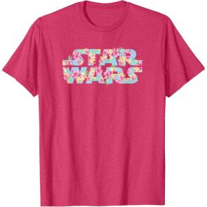 imageStar Wars Easter Floral Pink ampamp Orange Blooming Logo TShirtRed Heather