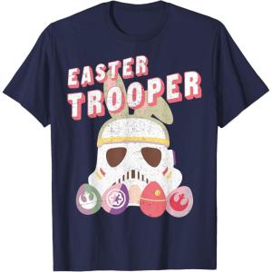 imageStar Wars Easter Storm Trooper With Logo Eggs TShirtNavy Blue