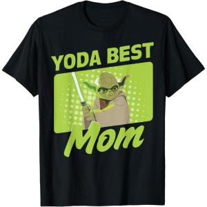 imageStar Wars Mothers Day Yoda Best Mom Yoda Cartoon Portrait TShirtBlack