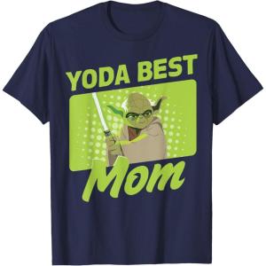 imageStar Wars Mothers Day Yoda Best Mom Yoda Cartoon Portrait TShirtNavy Blue