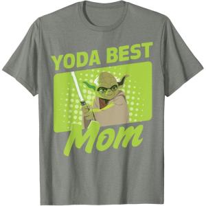imageStar Wars Mothers Day Yoda Best Mom Yoda Cartoon Portrait TShirtOlive Heather