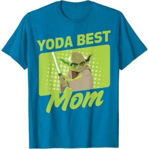 imageStar Wars Mothers Day Yoda Best Mom Yoda Cartoon Portrait TShirtSapphire Blue