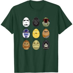 imageStar Wars Original Trilogy Classic Characters Easter Eggs TShirtDark Green
