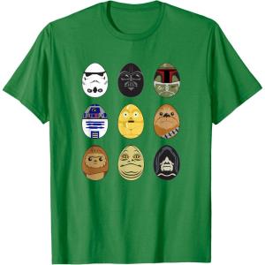 imageStar Wars Original Trilogy Classic Characters Easter Eggs TShirtKelly Green