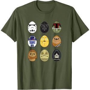 imageStar Wars Original Trilogy Classic Characters Easter Eggs TShirtOlive Green