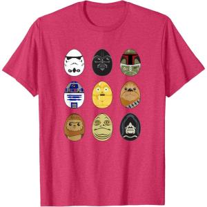 imageStar Wars Original Trilogy Classic Characters Easter Eggs TShirtRed Heather