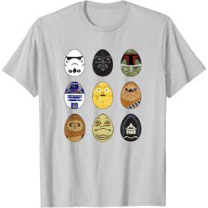 imageStar Wars Original Trilogy Classic Characters Easter Eggs TShirtSilver Grey