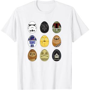 imageStar Wars Original Trilogy Classic Characters Easter Eggs TShirtWhite