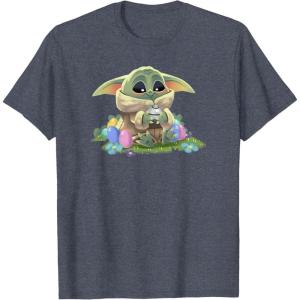 imageStar Wars The Mandalorian Easter Grogu Egg Hunt Winner TShirtHeather Blue