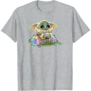 imageStar Wars The Mandalorian Easter Grogu Egg Hunt Winner TShirtHeather Grey