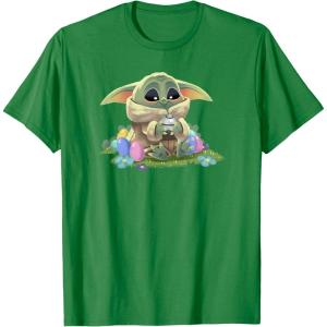 imageStar Wars The Mandalorian Easter Grogu Egg Hunt Winner TShirtKelly Green