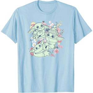 imageStar Wars The Mandalorian Easter Grogu Spring Chibi Cute TShirtBaby Blue
