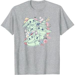 imageStar Wars The Mandalorian Easter Grogu Spring Chibi Cute TShirtHeather Grey
