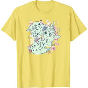 imageStar Wars The Mandalorian Easter Grogu Spring Chibi Cute TShirtLemon Yellow