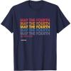 imageStar Wars May The Fourth Be With You Stacked Colors Vintage TShirtNavy Blue