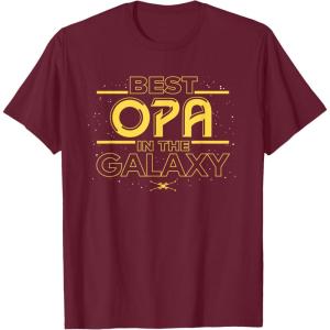 imageStar Wars Best Opa in the Galaxy Birthday Fathers Day TShirtBurgundy