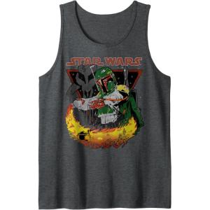 imageStar Wars Boba Fett Tatooine Flame Retro Poster Tank TopDark Heather Grey