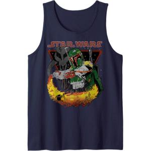 imageStar Wars Boba Fett Tatooine Flame Retro Poster Tank TopNavy Blue