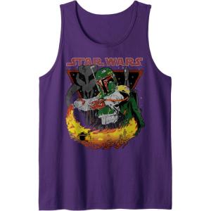 imageStar Wars Boba Fett Tatooine Flame Retro Poster Tank TopPurple